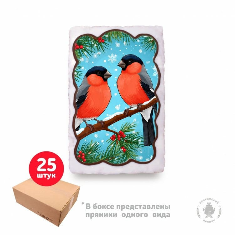  Пряник 130г новогодний "Снегири", (коробка 25шт)  в Тихорецке